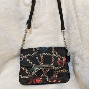 Dana Buchman Black Floral Crossbody Bag Purse
